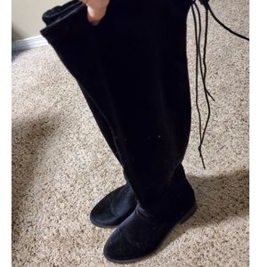Wide Calf Thigh High Velvet Boots